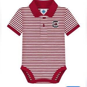 University of South Carolina Gamecocks Striped Polo Collared Onesie Bodysuit